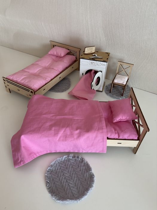 Мебель для barbie барбі спальня ліжко пральна машинка комплект