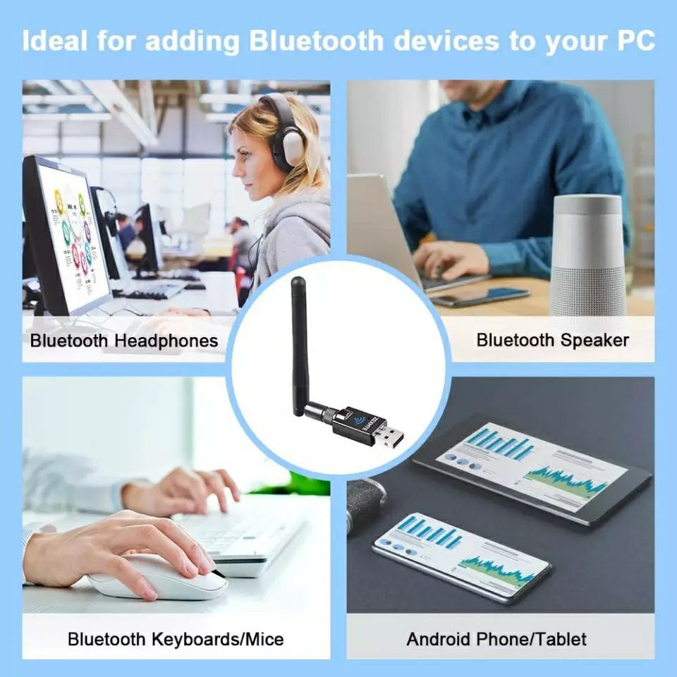 USB Bluetooth 5.1 адаптер с мощной внешней антенной ZEXMTE BT5.1 100m