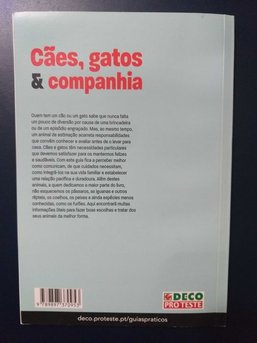 Livro "Cães, gatos & companhia" da Deco Proteste Novo