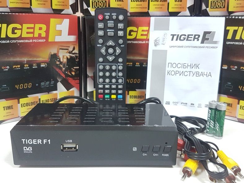 Новий DVB-S Full HD супутниковий T2 Mi ресивер Tiger F1 Mpeg4 тюнер