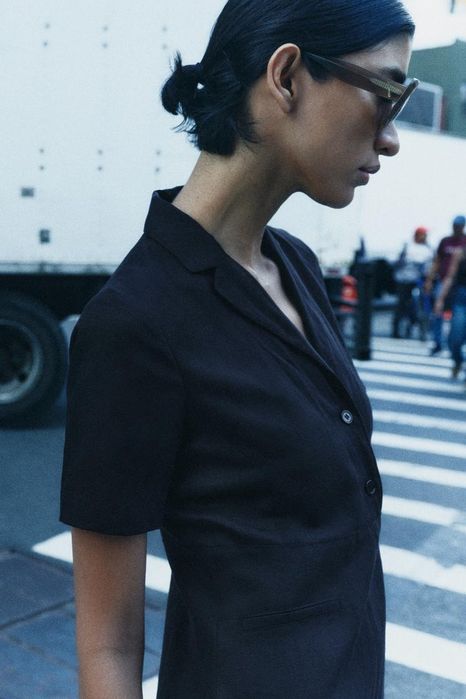 Брендова літня чорна сукня Zara ліоцел льон котон