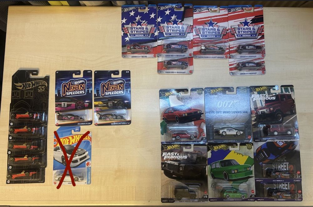 Машинки Hot wheels, premium, star and sripes, neon speeders, 55.