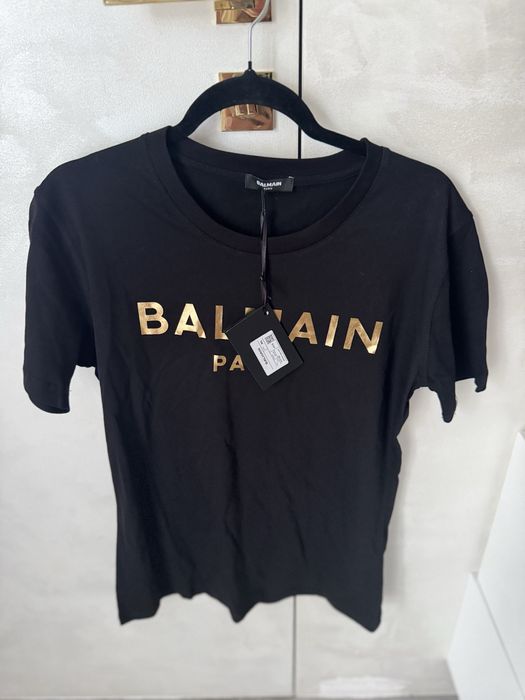 Koszulka balmain xl czarna nowa złote guziki
