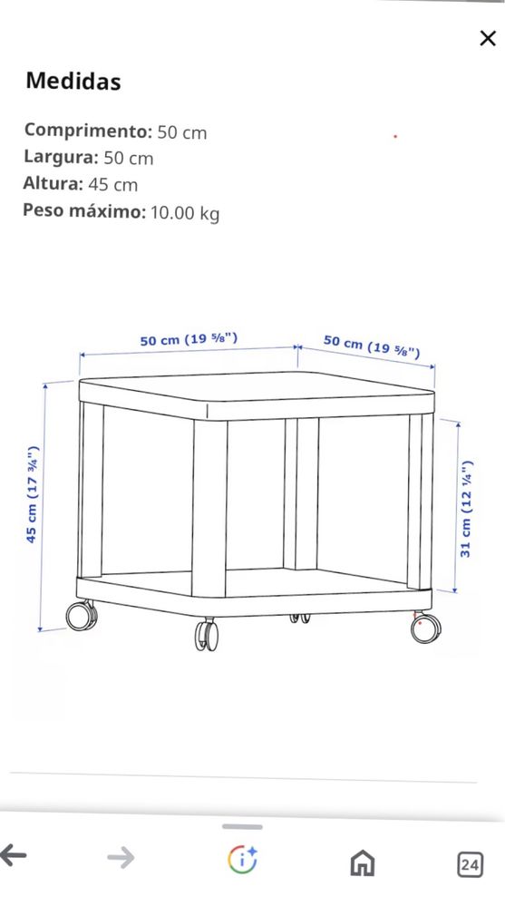 Mesinha de centro com rodas