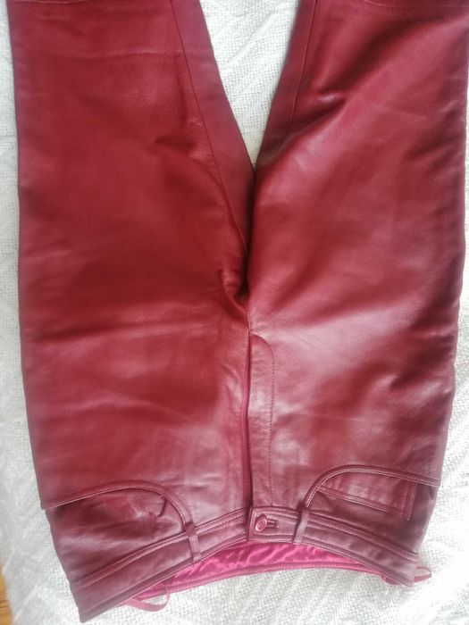 Spodnie skórzane bordowe rozmiar S