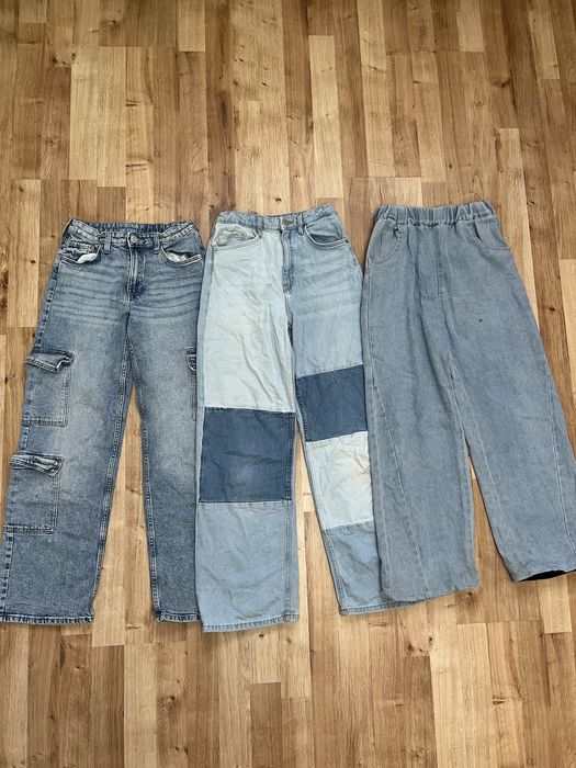 Spodnie jeansy szerokie dla dziewczynki 152