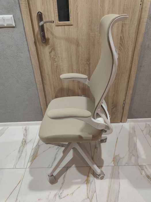 Krzesło biurowe,obrotowe,beżowy, fotel songmics