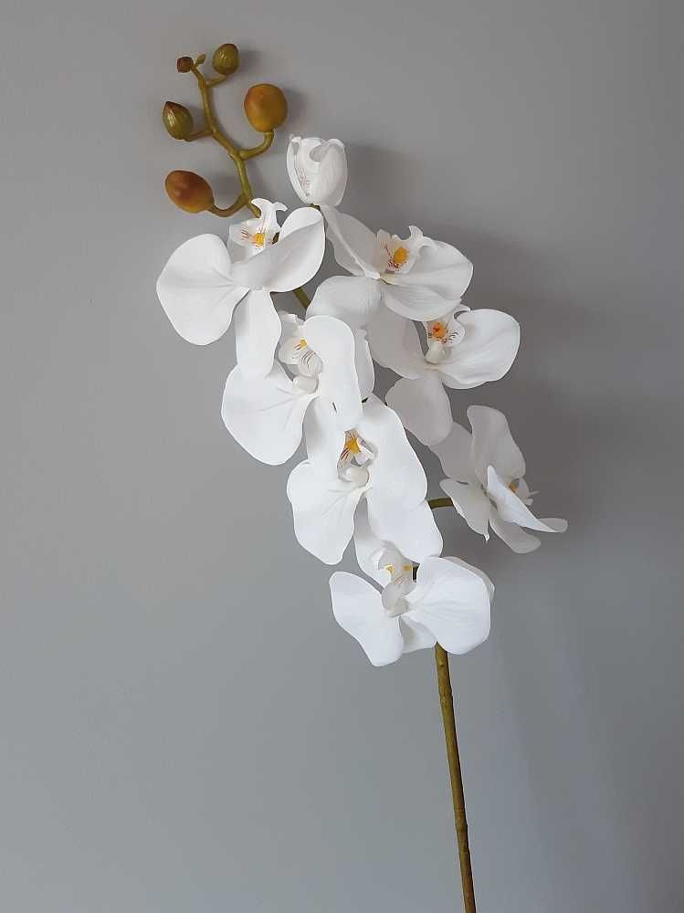 Storczyk sztuczny biały orchidea pojedyncza długa gałązka 90cm