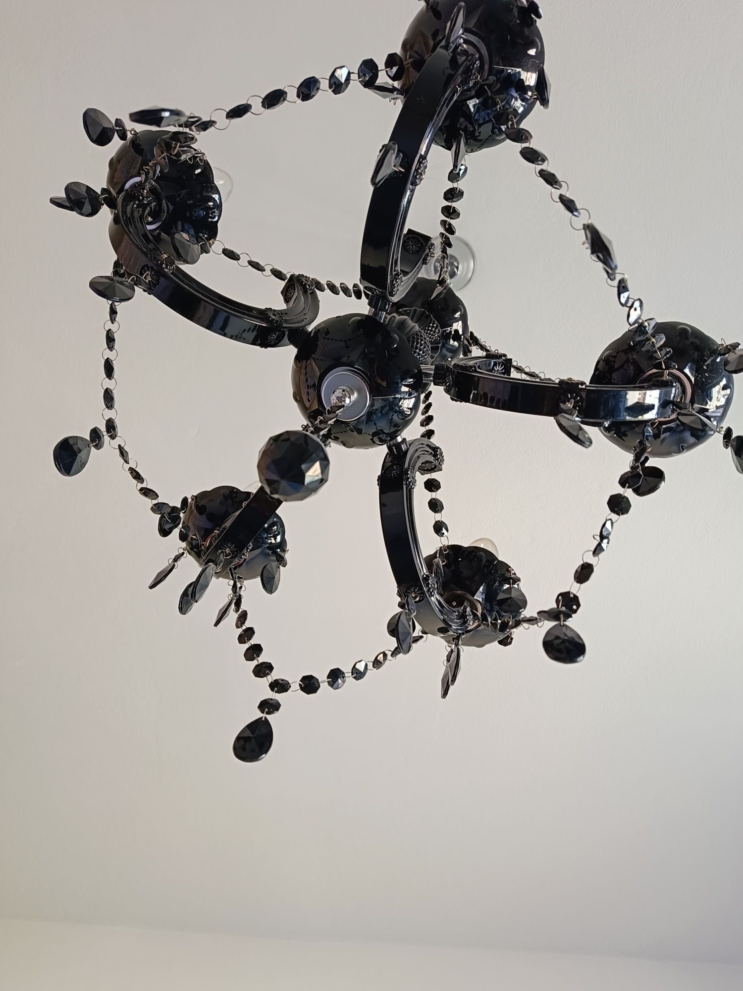 Lampa żyrandol Glamour czarny czarna kryształy