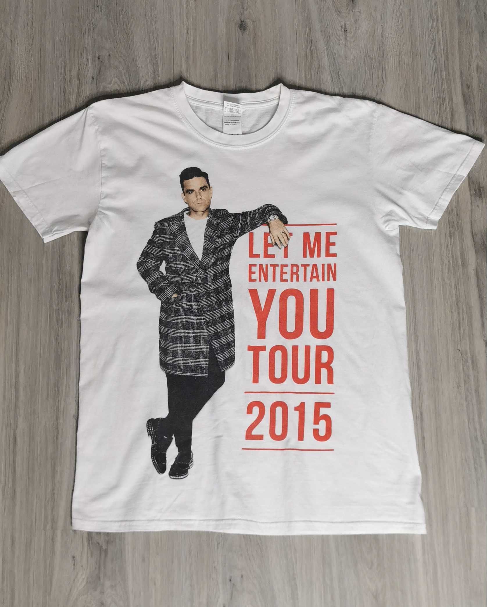 T-shirt RW Robbie Williams trasa koncertowa 2015 rozmiar M biała