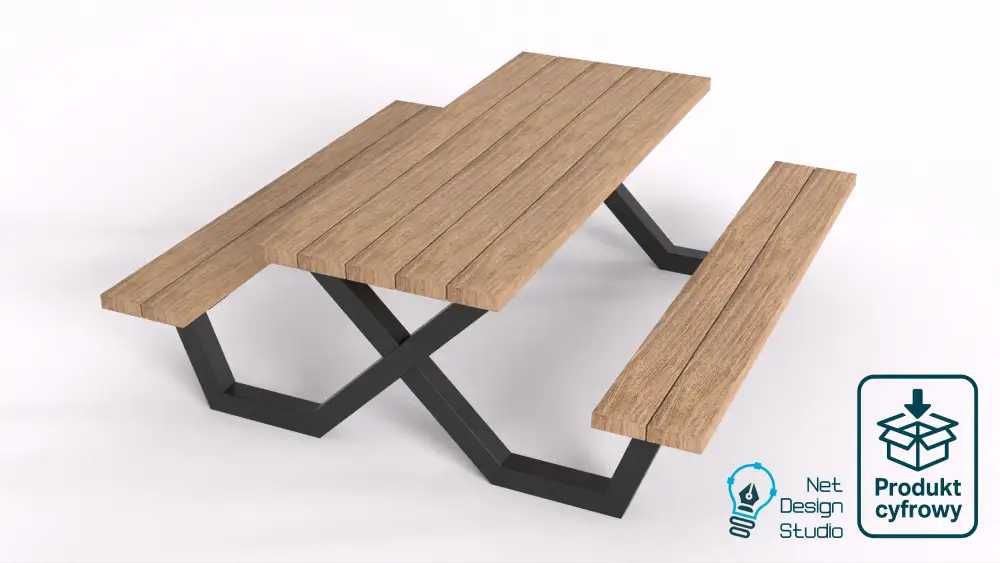 Nowoczesny stół ogrodowy w stylu LOFT,  Pliki DXF + PDF