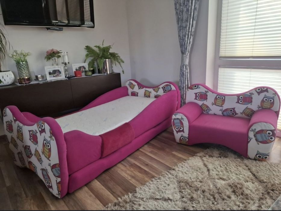 Łóżeczko dla dziewczynki Gratis pufa + materac Lateksowy!!!
