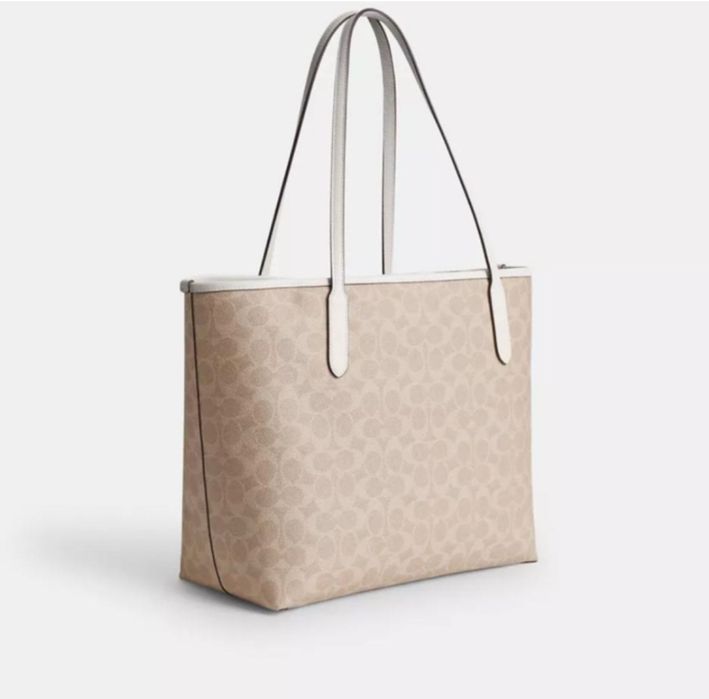 Сумка шоппер Coach tote gold sand chalk