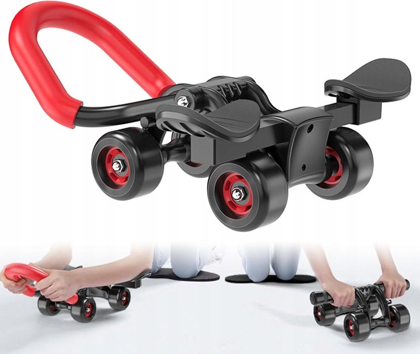 Lvpradior Wałek z 4 kołaki do treningu brzucha, trenażer unisex