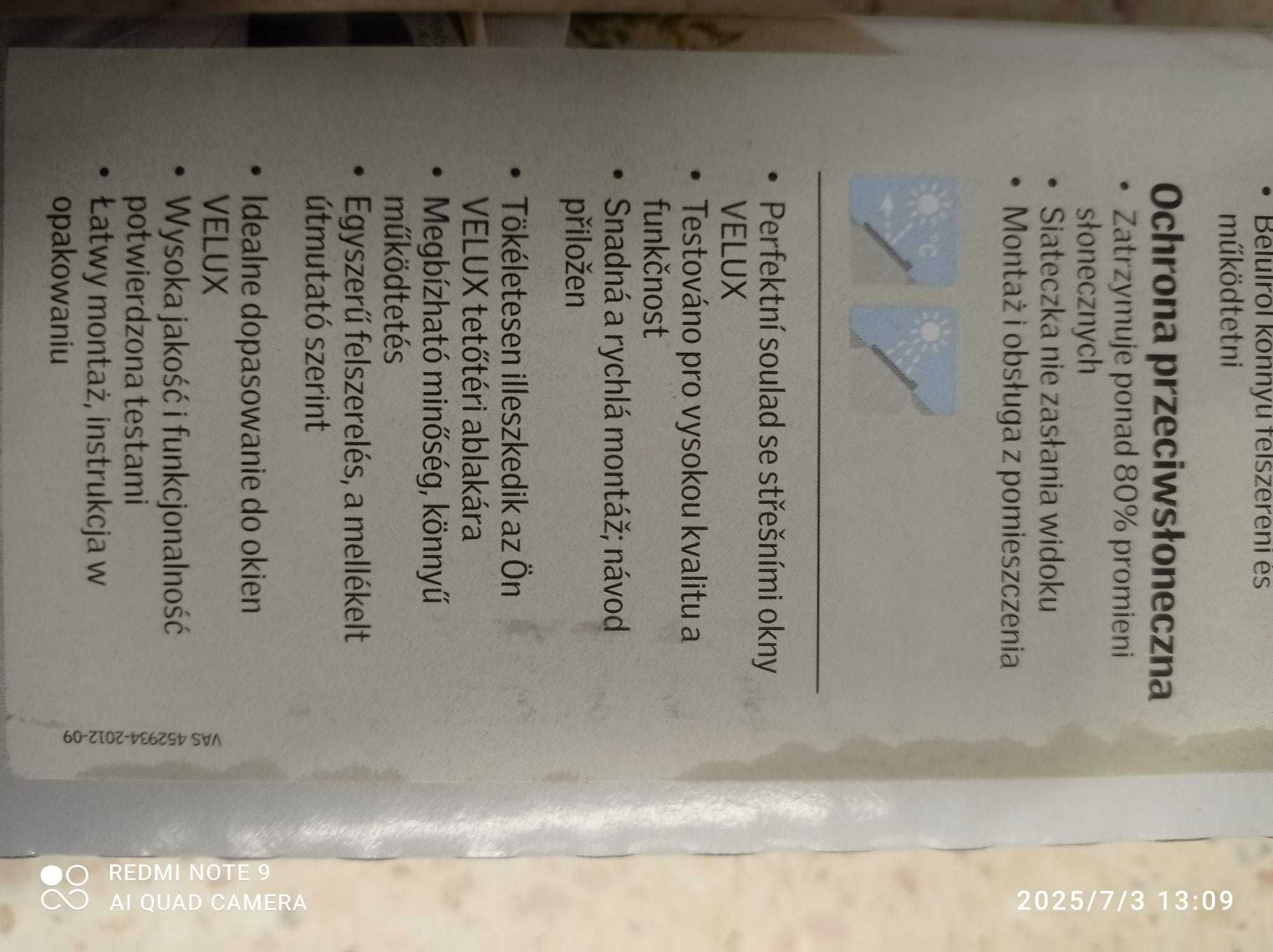 Velux markiza zewnętrzna