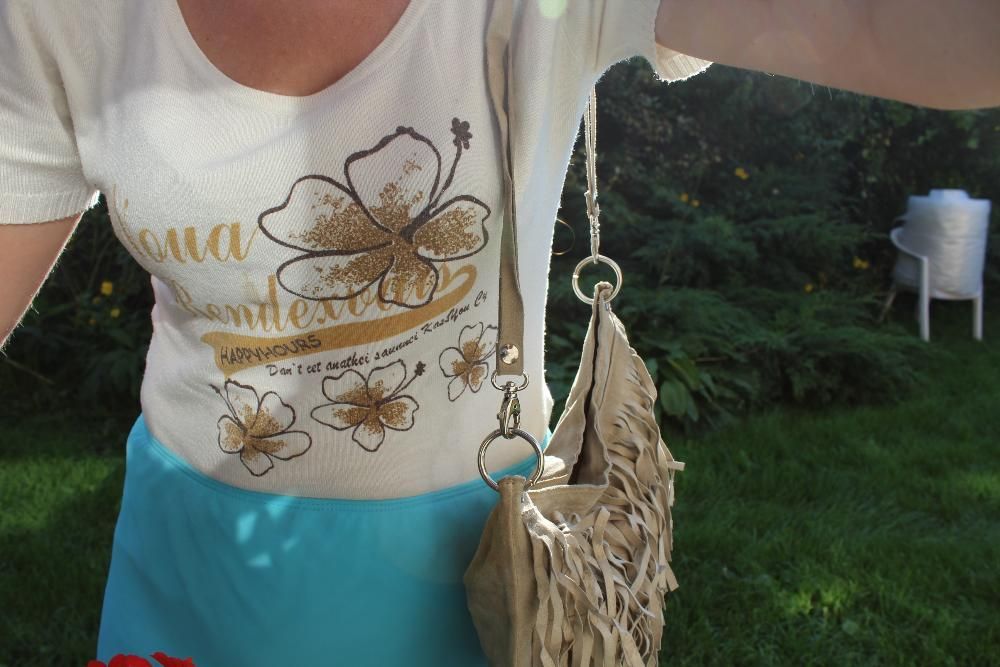 zamszowa skórzane torebka z frędzlami