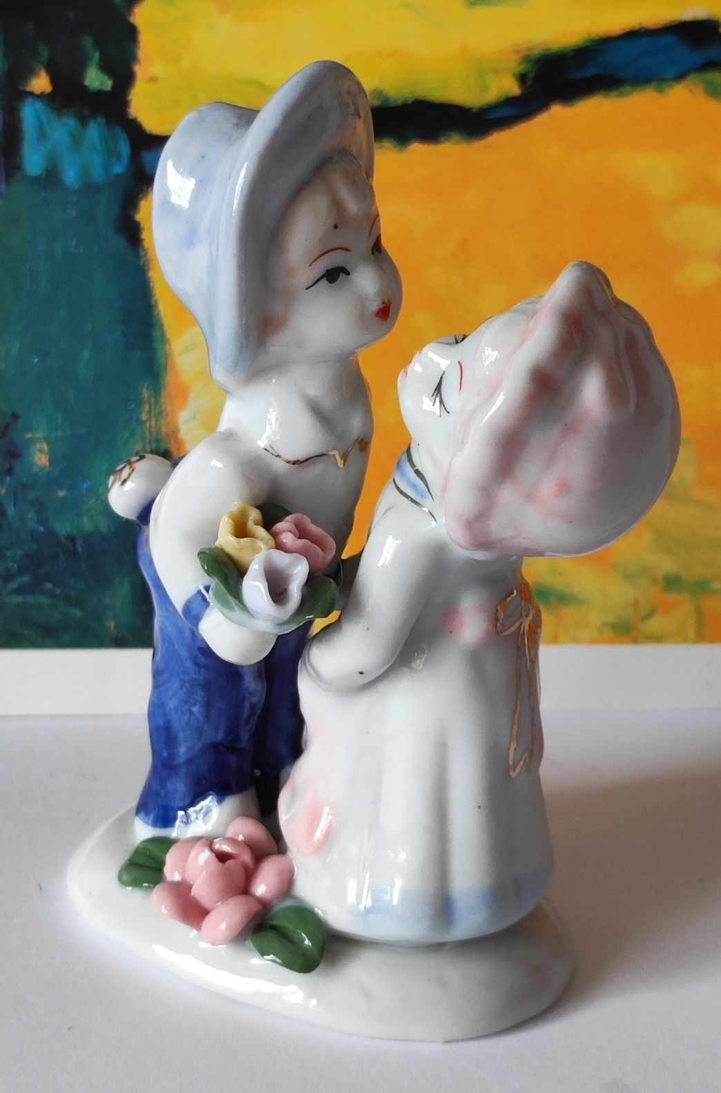 Piękna stara porcelana figurki 2 sztuki komplet