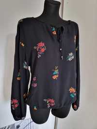 Bluzka C&A czarna w kwiaty lejąca wiskoza 42 XL