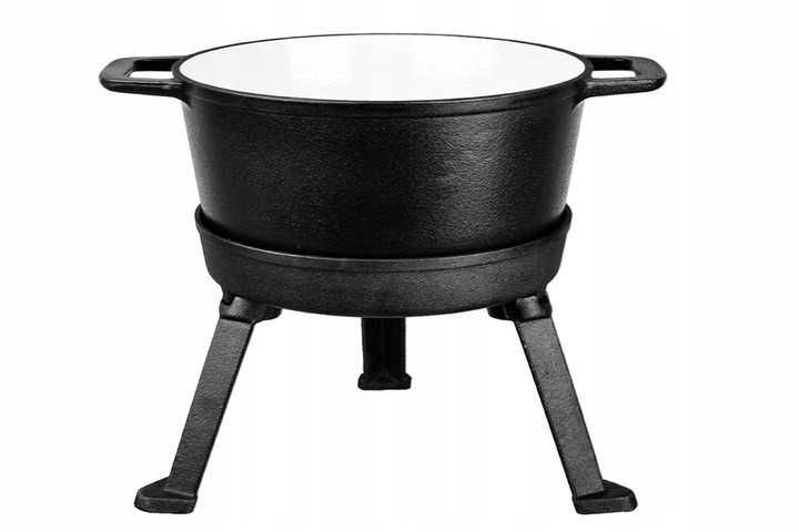 Nowy!! Kociołek garnek  żeliwny emalia 3W1 pokrywa grillowa 5L 8L 10L