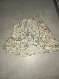 Newbie cienka czapeczka turban 9-24m kwiatki