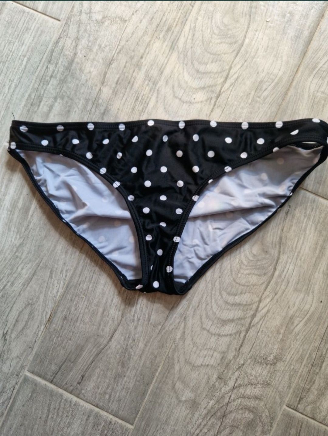 Nowy strój kąpielowy bikini majtki kropki czarny białe kropki