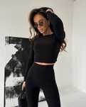 Komplet ALLURE czarny La Manuel top+legginsy Xs