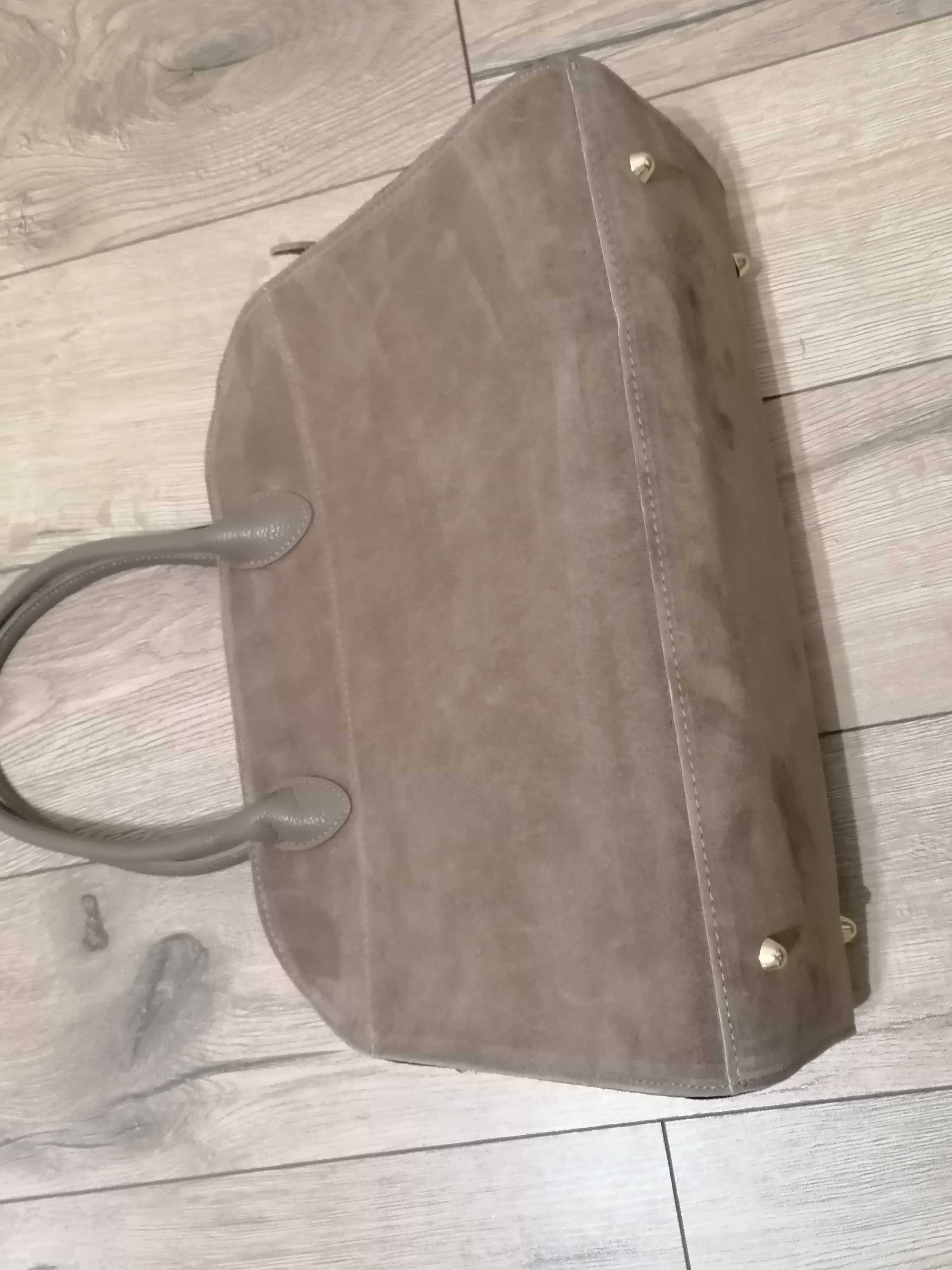 Torebka Genuine Leather Borse in Pelle Shopper Kufer skórzana zamsz