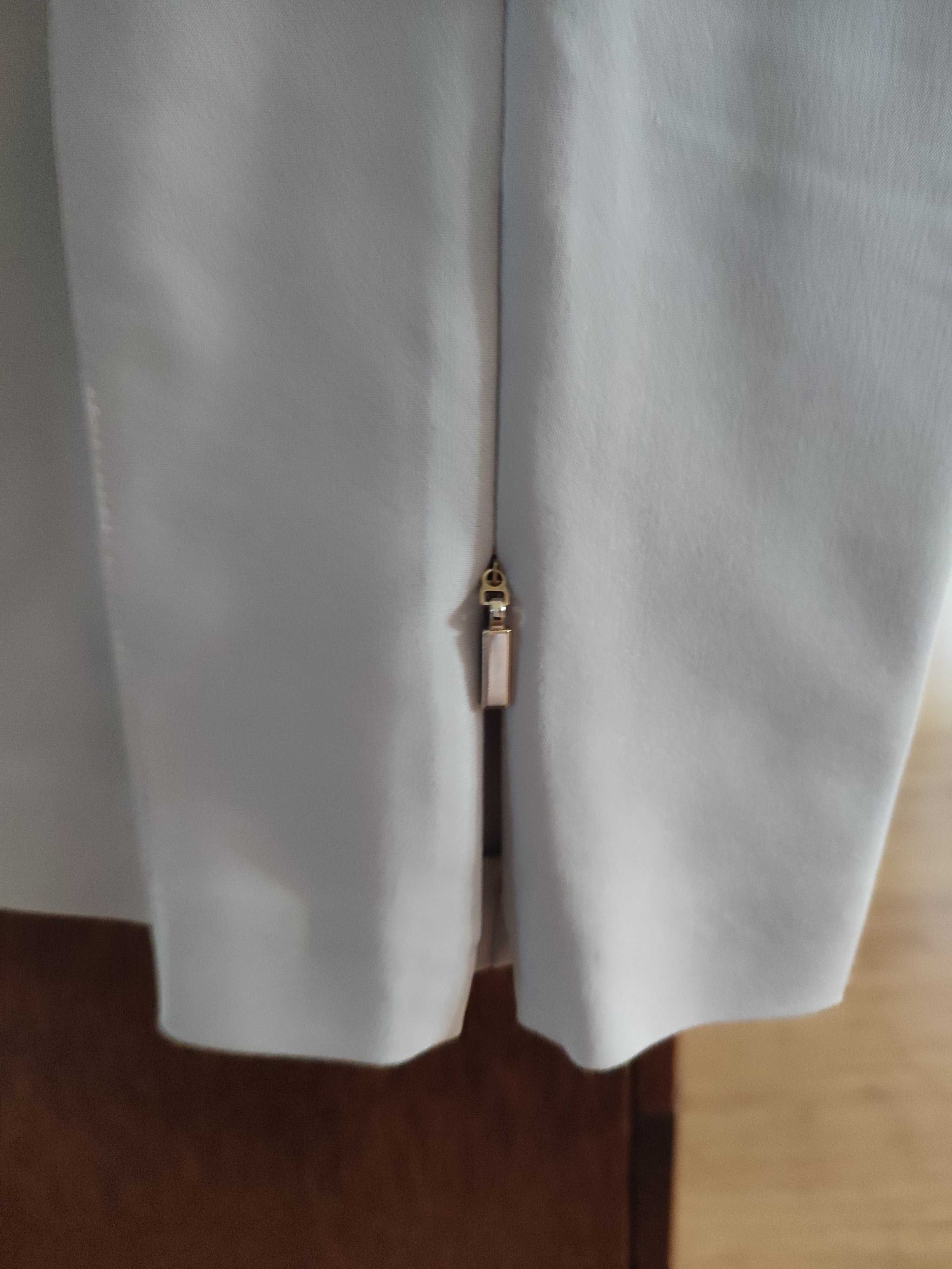 spodnie cygaretki TARANKO r. 34 beżowe ze złotymi suwakami