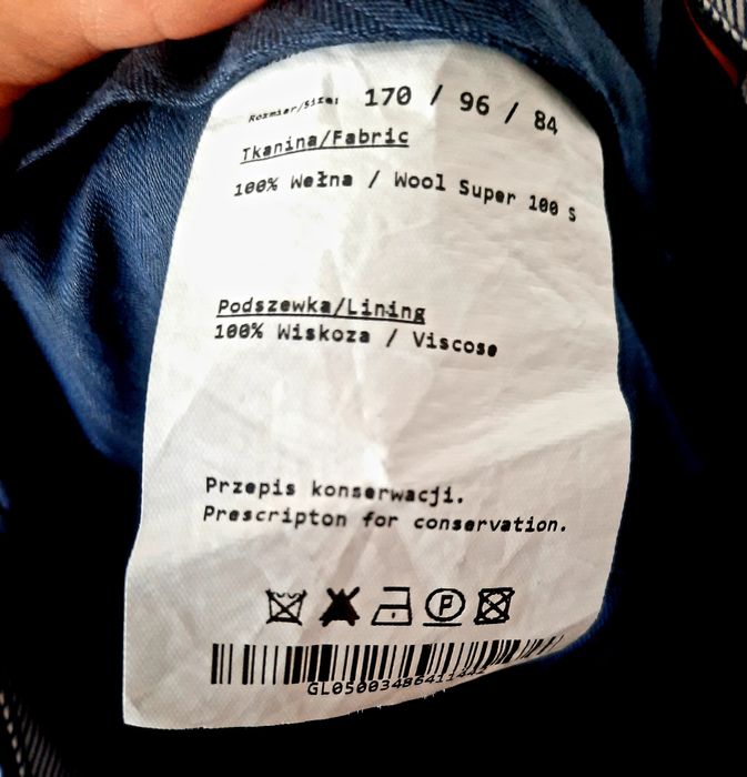 Garniturowe spodnie Lavard granat 100% wełna
