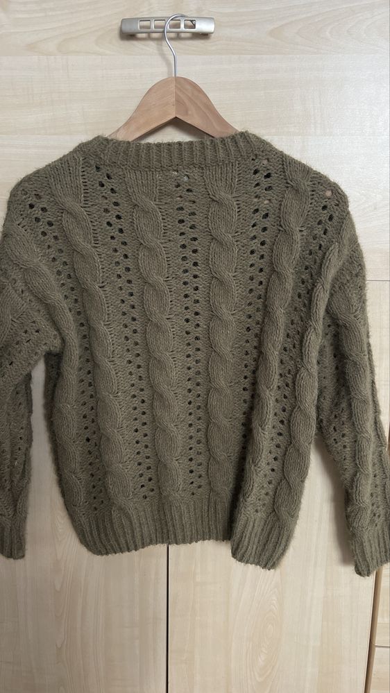 Sweter ONLY ażurowy wzór, khaki S/M
