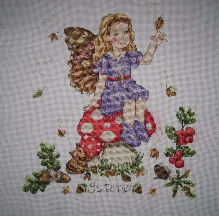 Quadros das Fadas das 4 Estações em ponto cruz