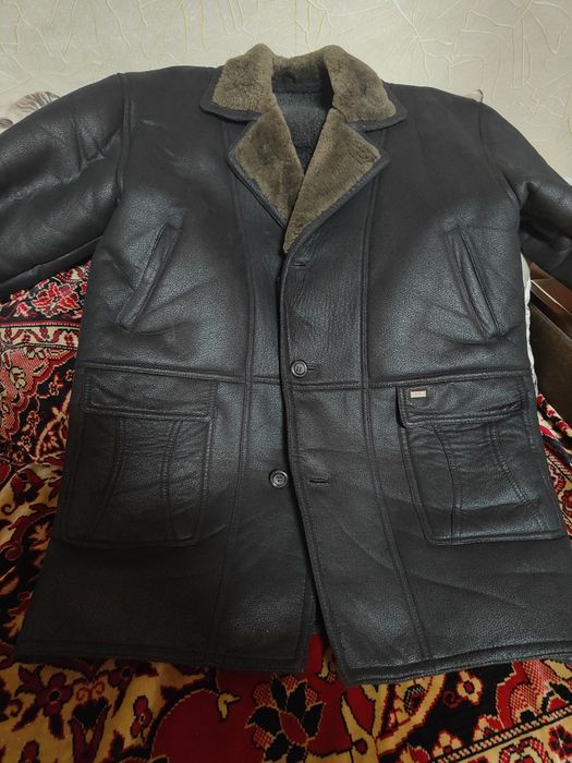 Кожанная мужская дубленка