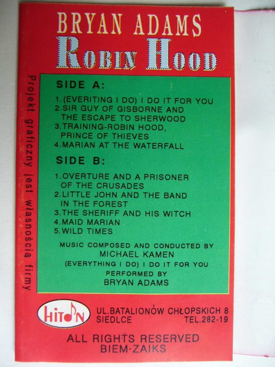Robin Hood muzyka z filmu kaseta magnetofonowa