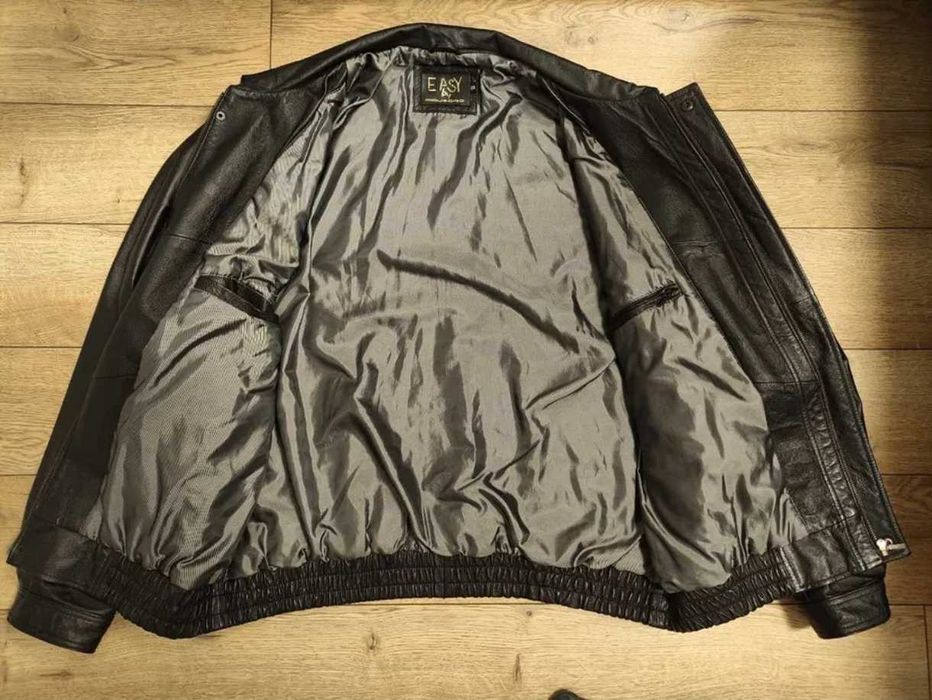 Easy by piquadro 2xl  куртка бомбер чорна шкіряна чоловіча кожана