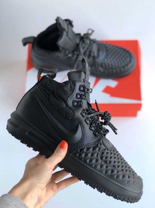 Мужские зимние кроссовки с мехом Nike Air Force LF1 Duckboot "Black"