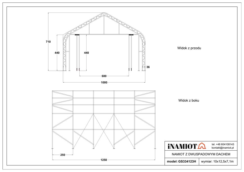 Hangar Namiotowy hala namiotowa samolotów 10x12,5x7,1 m garaż wiata