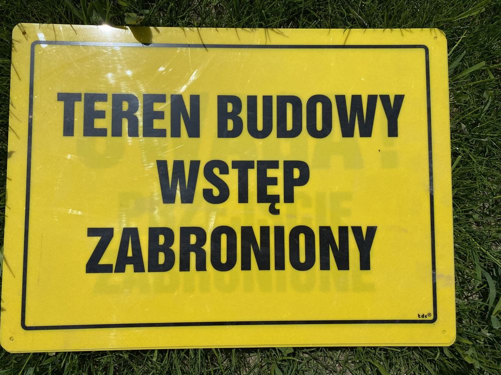 tablica budowlana 32x44cm PCV - TEREN BUDOWY WSTĘP ZABRONIONY