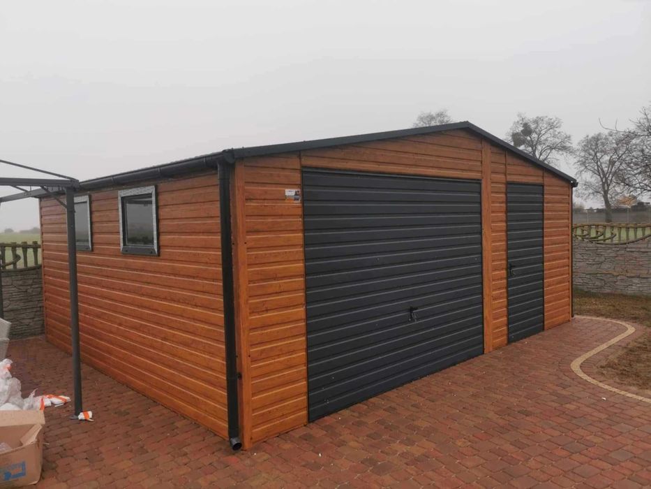 Garaż blaszany 5x5 drewnopodobny, opcja personalizacji na życzenie!