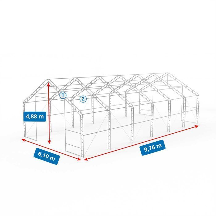 Hala namiotowa 6,1x9,76m podwójna KRATOWNICA | solidna plandeka PVC!