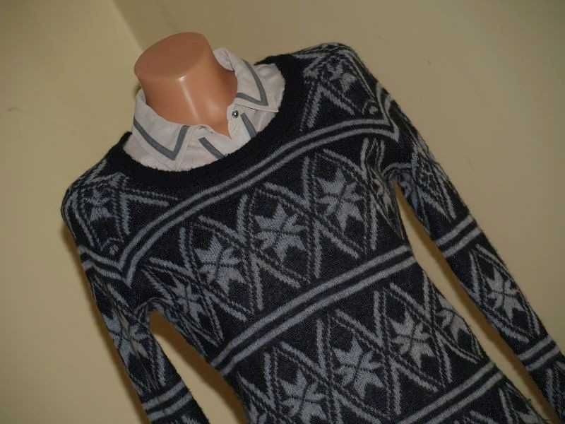 Maison Scotch markowy sweter norweski wzór w rozm.1 S