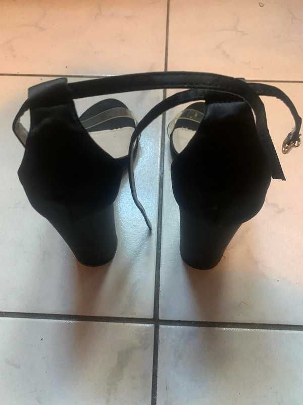 LILY ROSE nowe buty sandały szpilki obcas czarne satyna pasek 41