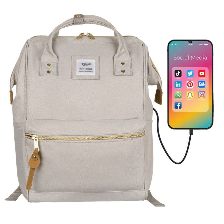 plecak beżowy z portem usb na laptopa 13,3" - himawari