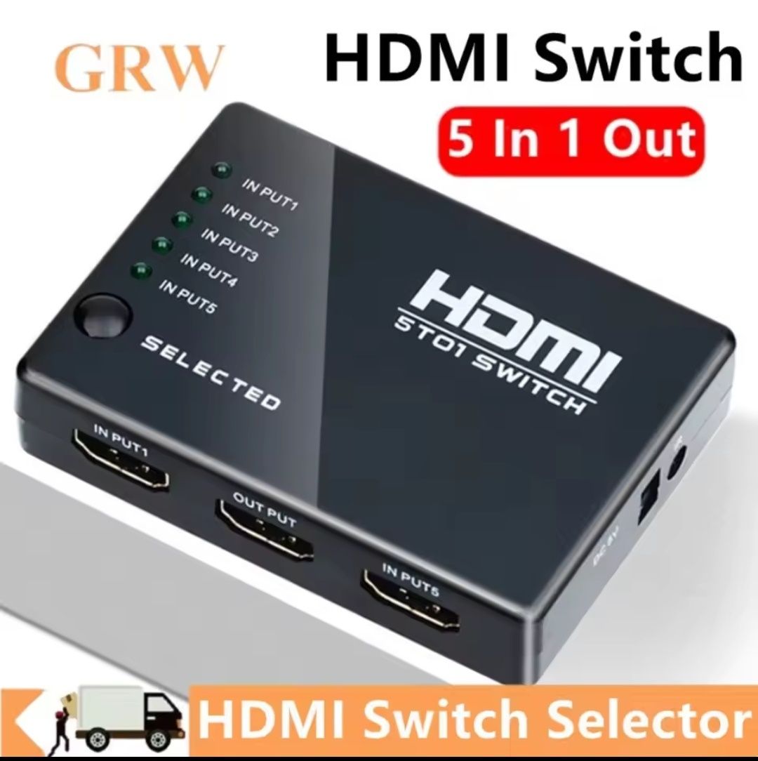 Комутатор HDMI 1080P switch перемикач 5-1 свіч спліттер. пульт ДУ.Xbox