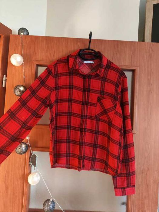 Czerwona koszula w kratę rozmiar M 100% wiskoza