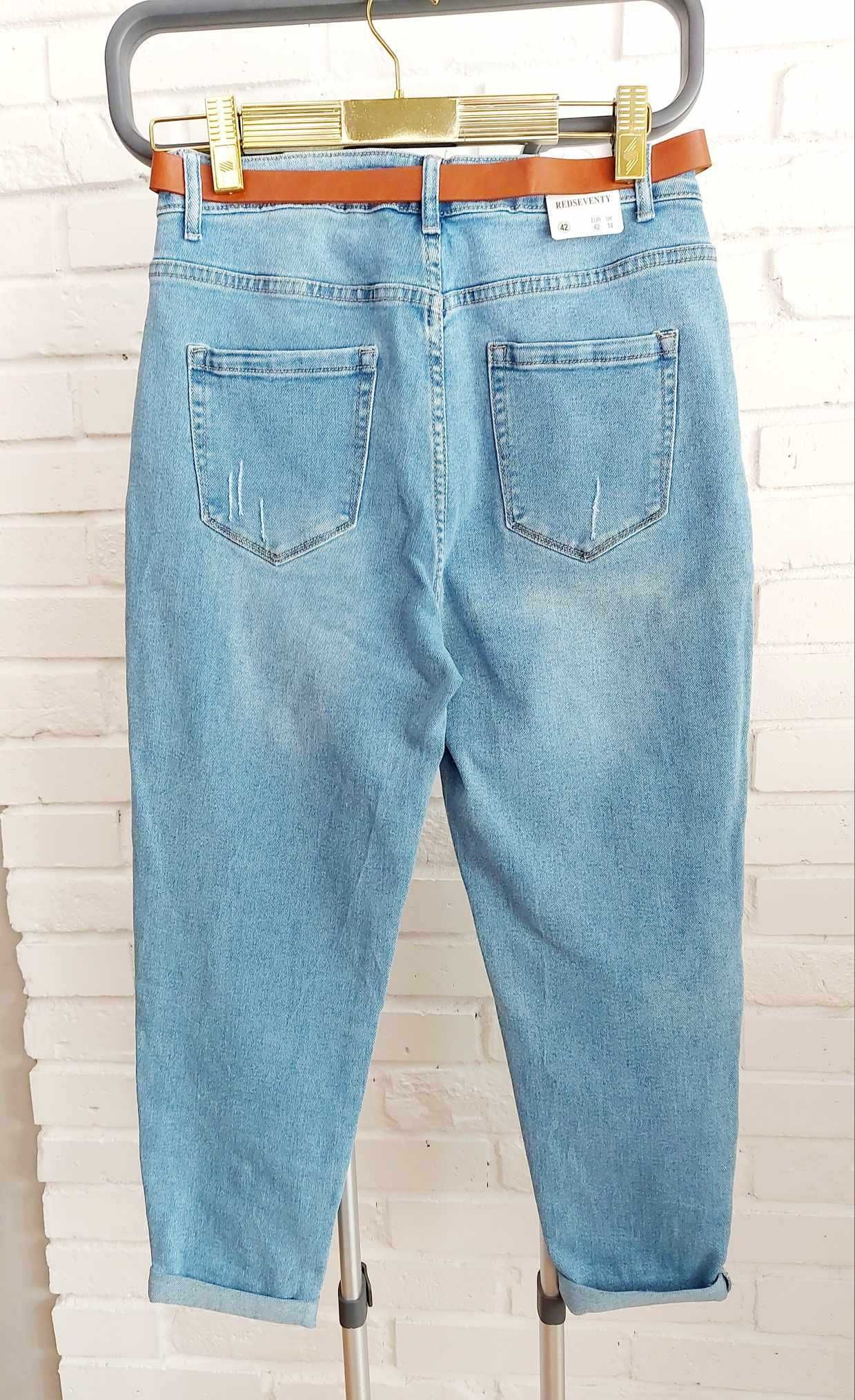 SPODNIE JEANSY Boyfriend Serce Kryształki Cyrkonie M L XL 2XL 3XL