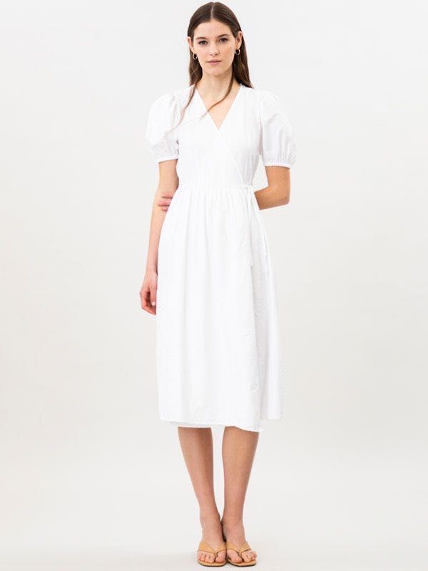 Біла сукня на запах на затин бавовна плаття міді