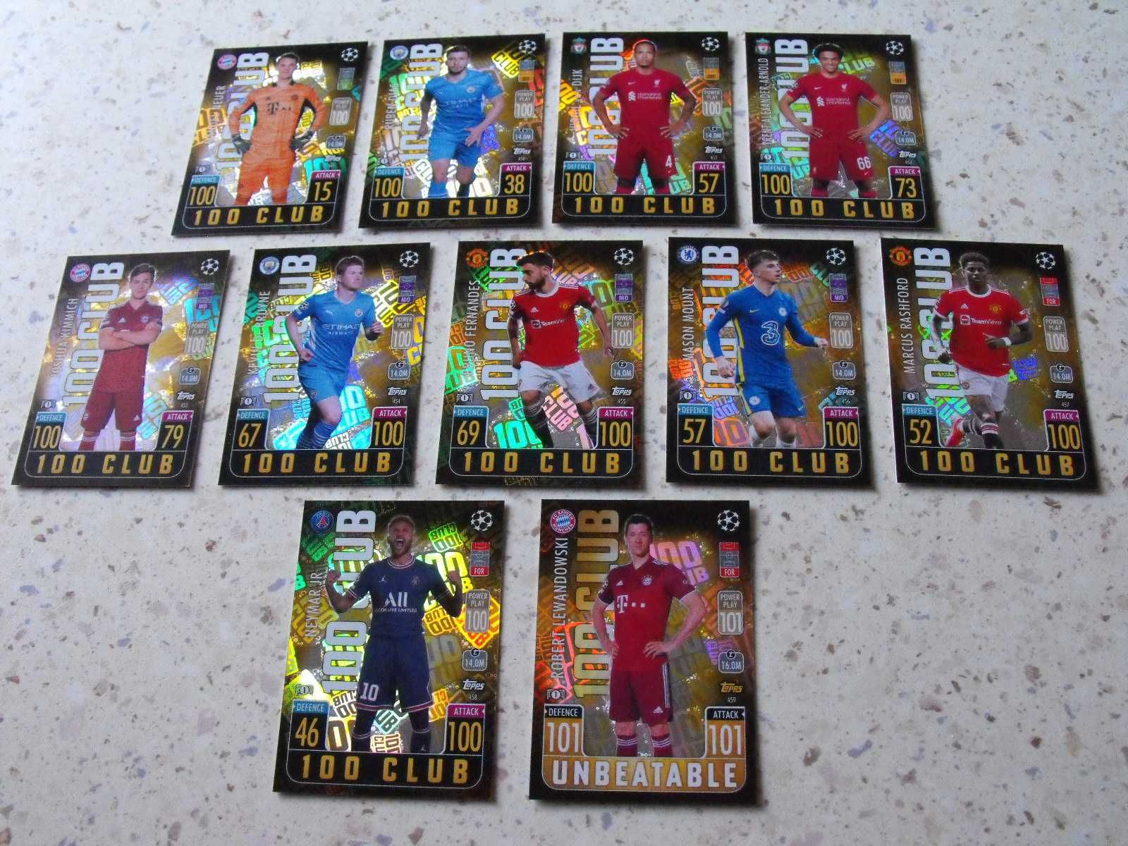 Karty 100 CLUB, topps MATCH ATTAX 2022, komplet 100 CLUB