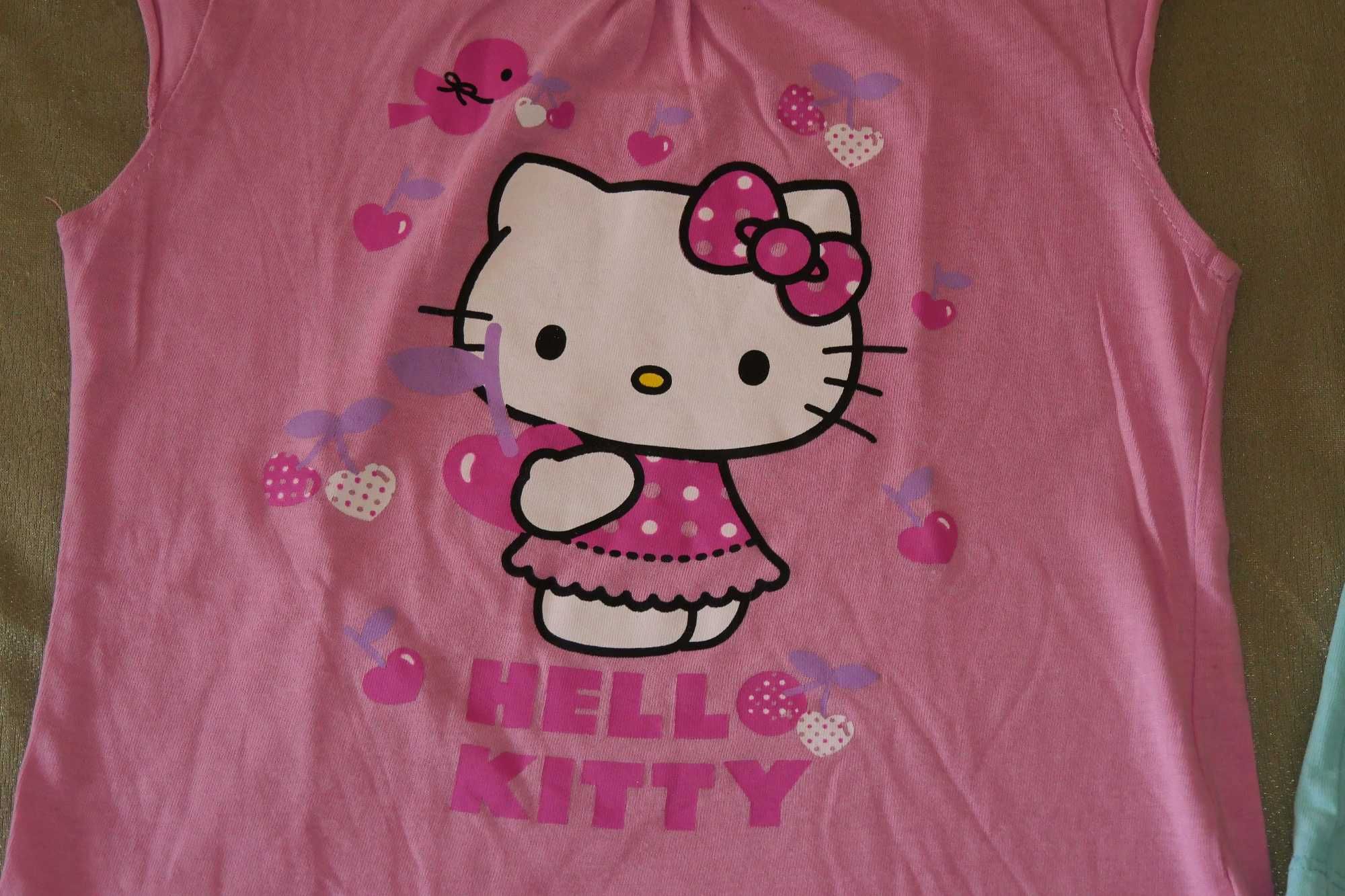 Piżama piżamka bawełna różowa turkus kr spodenki Kitty 104 / 110 / 116