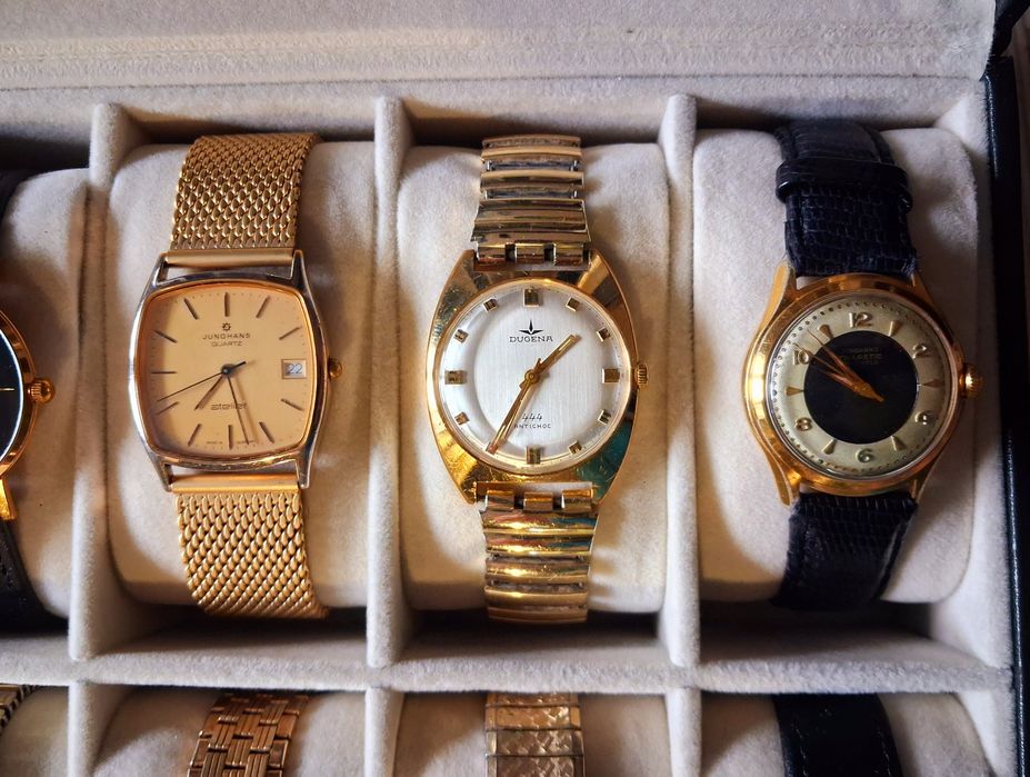 Kolekcja 12 szt naręcznych starych zegarków Bahdad, Junghans, Dugena