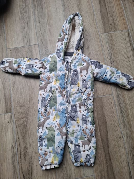 Kombinezon zimowy leśne zwierzęta misie 9-12 miesięcy